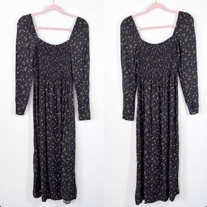 H&M ditzy floral‎ smocked girly midi dress